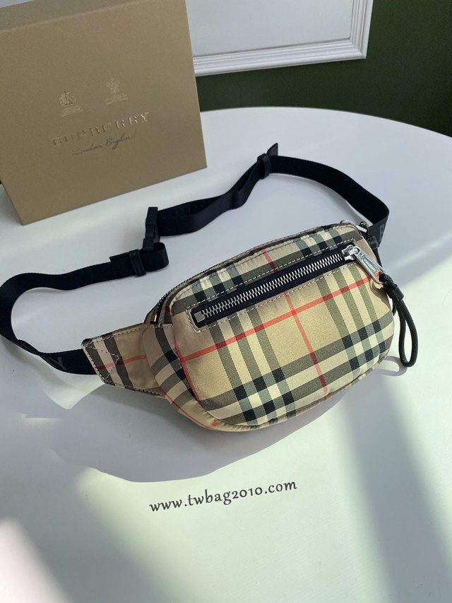 Burberry專門店新款Vintage復古格紋接合棉質腰包 巴寶莉男女款斜挎腰包 yxb1182